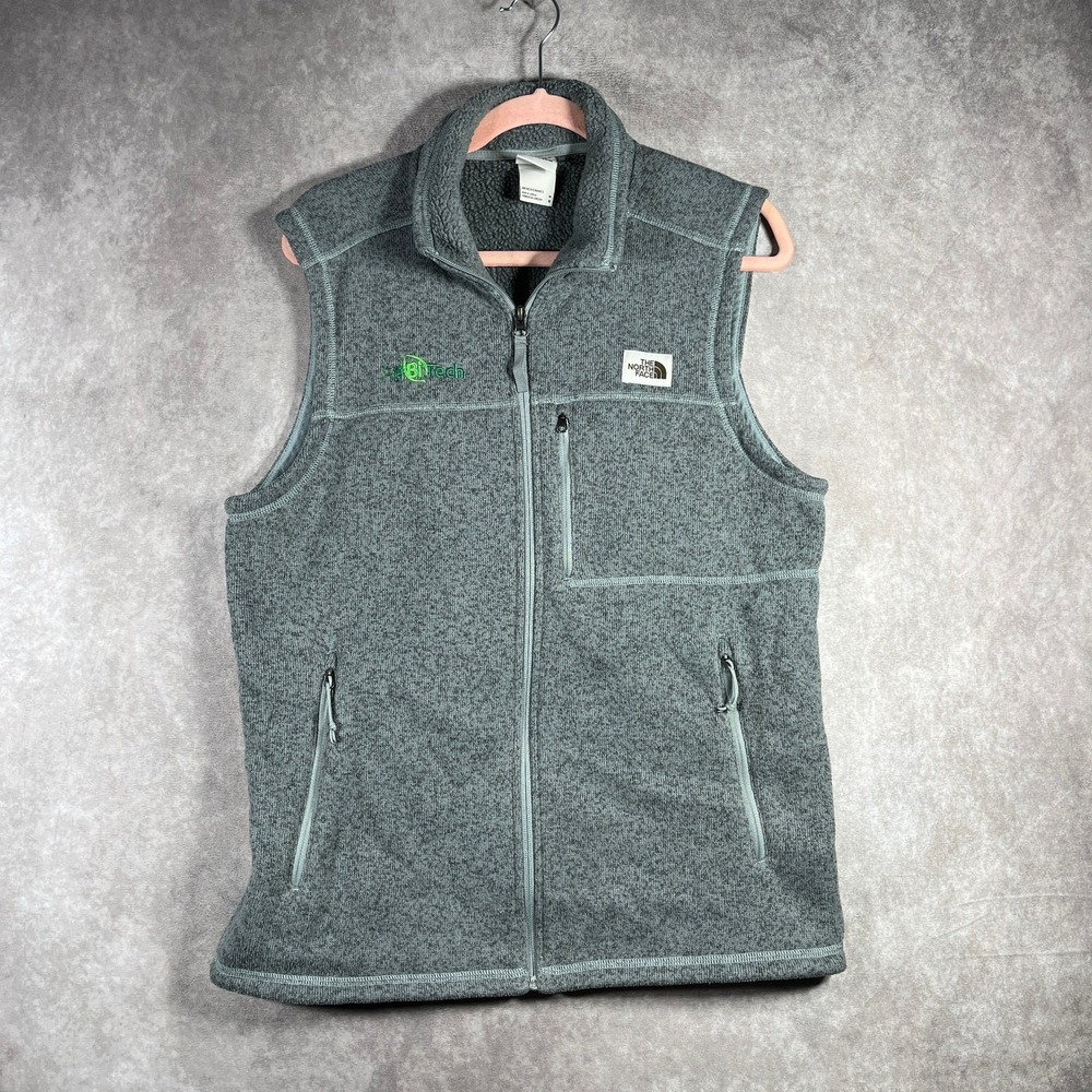 The North Face Vest Mens Medium Gray Fleece Full Zip Preppy‎ Outdoor Casual Logo
